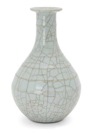 
	
		A Chinese Guan-type bottle vase, 20th century, the body evenly ribbed from the shoulder...