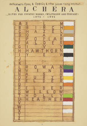 
	
		Joe Tilson RA, 
		British b.1928- 
		 
		Alchera: Notes for Country Works (Wiltshire...