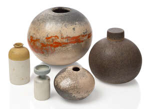
	
		Christa-Maria Hermann, (German, b.1945) two vessels,
		20th century, both with incised...