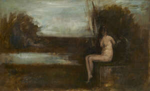 Circle of Sir Edward John Poynter PRA RWS, 
British 1836-1919- 
 
Female nude seated in an...
