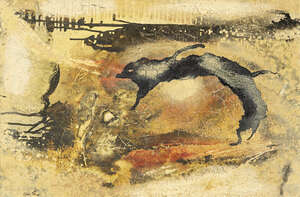 Paul Jenkins, 
		American 1923-2012-
		 
		The Leap, 1955;
		 
		oil and mixed technique on canvas, signed lower left, signed and dated 55 on the revers