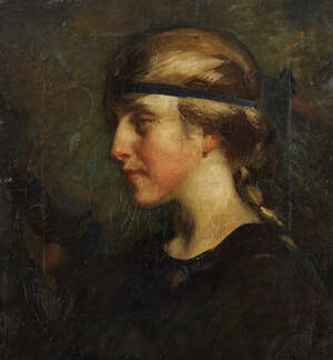 
	
		British School, 
		mid/late 19th century- 
		 
		Portrait ofa girl, head and shoulders...