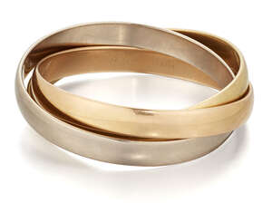 
	
		Cartier, a Trinity bangle, by Cartier composed of three interlocking bangles, signed...
