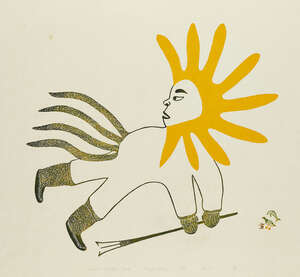 
	
		Lipa Pitsiulak, 
		Canadian 1943-2010- 
		 
		Spirit of the land, 1974; 
		 
		stonecut...