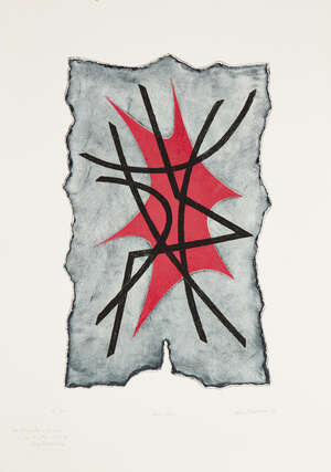 
	
		Nino Franchina,
		Italian 1912-1987-
		 
		Foglia Rossa, 1979;
		 
		etching with...