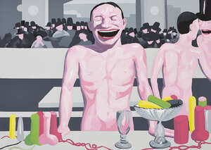 
	
		Yue Minjun,
		Chinese b.1962-
		 
		You're so Manet, 2001;
		 
		screenprint in colours...
