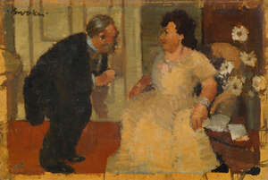 
	
		William Brooker,
		British 1918-1983-
		 
		Only a Bird in a Gilded Cage, or, Haven't...