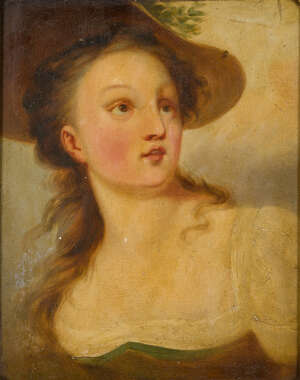
	
		British School, 
		early-mid 19th century- 
		 
		Portrait of a woman, quarter-length...