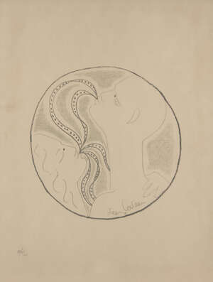
	
		Jean Cocteau, 
		French 1889-1963-
		 
		Man and Woman with Garlands;
		 
		