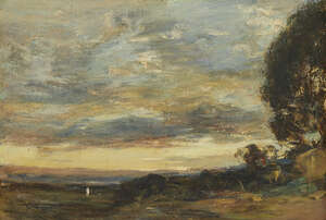 
	
		James Lawton Wingate, 
		 
		British 1846-1925- 
		 
		Sunset over a windswept...
