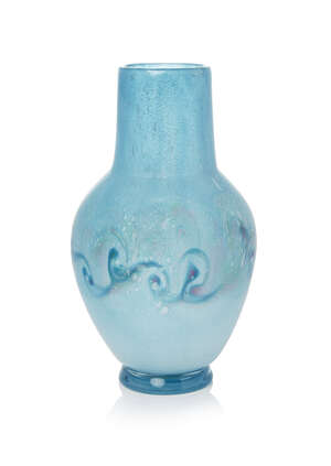 
	
		Monart, a glass vase mounted as a table lamp
		20th Century, paper label V. RF .434
		