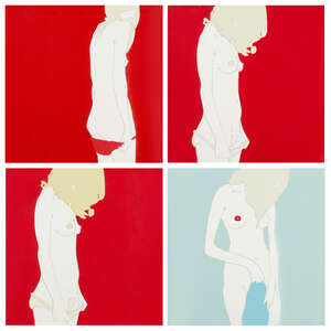 
	
		Natasha Law,
		British, b.1970-
		 
		Untitled blue and red;
		 
		four screenprints...