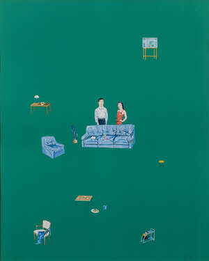 
	
		Zeng Hao,
		Chinese b.1963-
		 
		Interior (green), 2003;
		 
		lithograph in colours on...