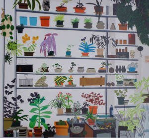 
	
		Jonas Wood, 
		American b.1977-
		 
		Large Shelf Still Life, 2017;
		 
		offset...