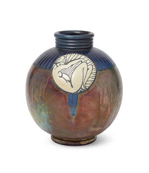 
	
		Jean Barol (1873-1966), a French Art Deco ceramic lustre vase
		c.1930, signed J Barol...