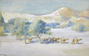 
	
		Frank Dean (British 1865-1947), The outskirts of Udaipur, watercolour on paper, mounted,...
