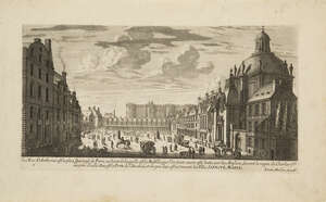 Jean Marot, 
		French 1619-1679- and Jacques Van Merlen, French 1616-1682- 
		 
		La Rue Saint-Antoine, Paris, and the Church of Saint Sulpice; 
		 
		e
