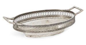 
	
		A German 800 silver twin handled serving dish, Schwäbisch Gmünd, c.1900, Deyhle Gebrüder,...