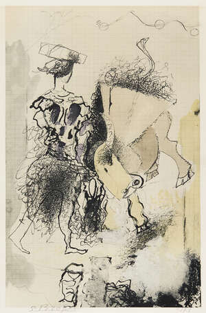 
	
		After Georges Braque, 
		French 1882-1963- 
		Torero, 1950; 
		photolithograph in colours...