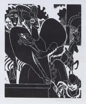 Edward Burra CBE,&nbsp;British 1905-1976,&nbsp;Mary, Queen of Scots, 1971;&nbsp;woodcut on japan,&nbsp;signed and...