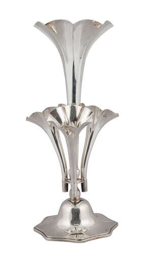 A George V silver trumpet epergne, London c.1910,  Arnold & Lewis, 37.6cm high 
		 
