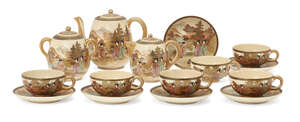 
	
		A Japanese Satsuma ware service, early 20th century, consisting of six teacups and...