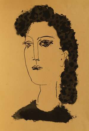 
	
		After Pablo Picasso, Spanish 1881-1973- Femme brune de trois quarts, 1947; lithograph after...