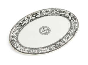 
	
		A Victorian Masonic Burgess Leigh & Co dish, dated 16th October 1875, of oval form, the...