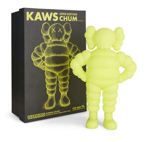 KAWS, American b.1974- Chums, 20th Anniversary edition, yellow, 2022; painted cast vinyl, stamped...
