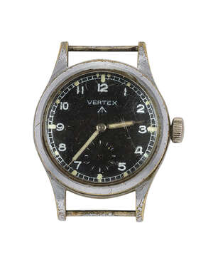 
	
		A WWII period nickel-plated brass, British military issue 'Dirty Dozen' wristwatch, by...