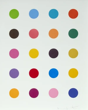 Damien Hirst,&nbsp;British b.1965-&nbsp;Benzyloxyurea, from 40 Woodcut Spots, 2011;&nbsp;woodcut print in colours...