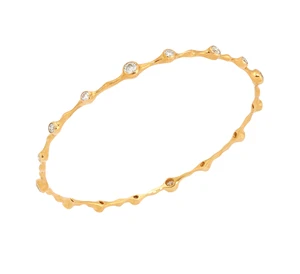 A diamond set bangle, designed as series of graduated, collet-set brilliant-cut diamonds, to organic molten-form bangle, stamped 18k750, inner diameter 6.3cm 