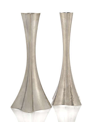 
	
		Hazorfim, a pair of Modern silver 'Bolero Hammering' medium size candlesticks 
		Recent...