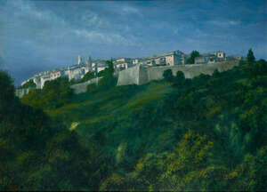 
	
		Israel Zohar, 
		Isreali/British b.1946- 
		 
		View of St Paul de Vance, Provence,...