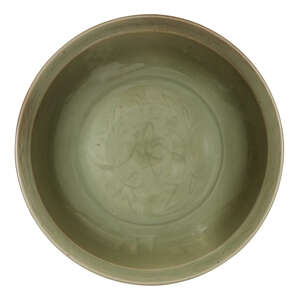 
	
		A large Chinese Longquan stoneware celadon charger, Ming dynasty, 15th century, incised...