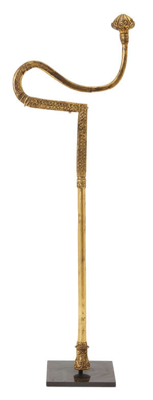 
	
		A Dervish crutch with gilding and inscription, North India, probably Punjab, 19th...