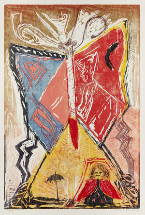 
	
		Michael Rothenstein RA,
		British 1908-1993-
		 
		Child and Butterfly, 1990;
		 
		