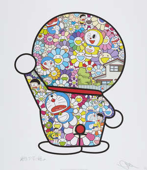 
	
		Takashi Murakami,
		Japanese b.1962-
		 
		Doraemon in the Field of Flowers,...
