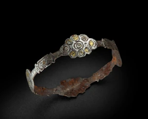 A Byzantine gilt-silver bracelet with two disc medallions,&nbsp;circa 9th-12th Century...