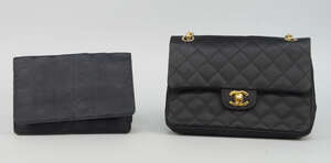 
	
		Chanel: a classic black quilted satin flap front shoulder bag, gilt metal chain and...