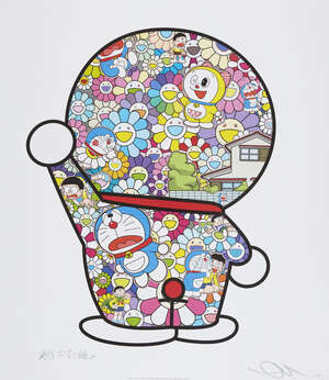 
	
		Takashi Murakami,
		Japanese b.1962-
		 
		Doraemon in the Field of Flowers,...