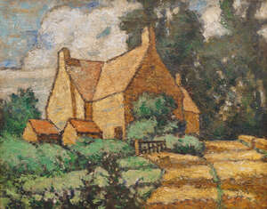 
	
		British School, late 19th/early 20th century- Country house; oil on canvas,...