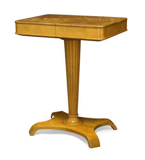 
	
		Attributed to Axel Larsson (1898-1975), a satin birchwood sewing table, produced by AB...