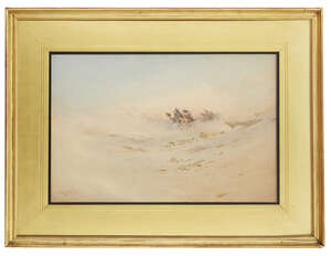 Augustus Osborne Lamplough, ARA RWS, British 1877-1930- 
Riders on camels in full charge in the...