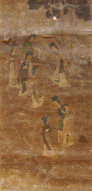 
	
		ANONYMOUS, 17th century Chinese School, ink and colour on silk, hanging scroll, study of...