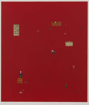 
	
		Zeng Hao,
		Chinese b.1963-
		 
		Untitled red, 2002;
		 
		lithograph in colours on...