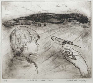 
	
		William Topley, British late 20th/early 21st century- Father and Son; drypoint etching,...