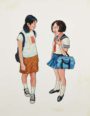 
	
		Simon Henwood,
		British b. 1965-
		 
		Two girls;
		 
		oil on canvas, signed and...