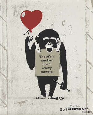 
	
		The Real Not Banksy Front,
		British contemporary-
		 
		True Love Fake Art Suckers!,...