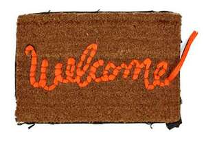 Banksy,British b.1974-Welcome Mat, 2020;hand-stitched mat, in fabric repurposed from life vests...